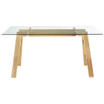 miliboo - Designer-esstisch Mit Transparenter Glasplatte Und Holz L160 Cm Bacco