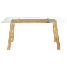 miliboo - Designer-esstisch Mit Transparenter Glasplatte Und Holz L160 Cm Bacco
