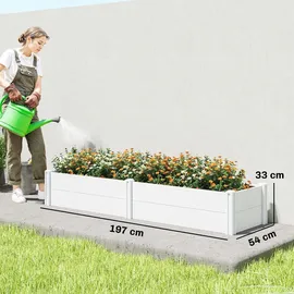 Outsunny Hochbeet 197 x 54 x 33 cm Weiß
