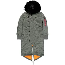 Alpha Industries Long Fishtail Jacke - Vintage Green - XS