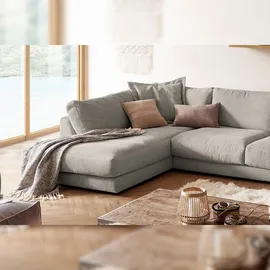 KAWOLA Wohnlandschaft U-Form Madeline Cord Longchair rechts steingrau