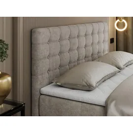 MKS Meble MKS Boxbett, Beige Textil, 2-Sitzer, H4 Rechteckig, 180x200 cm Schlafzimmer, Betten, Boxspringbetten