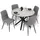 Homestyle4u Tischgruppe, Grau Metall, 4-Sitzer, rund 110x77x110 cm, Esszimmer, Bänke, Tisch- - Eckbankgruppen