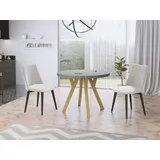 Designer Runder Ausziehbarer Esstisch - Loft-Stil, Industriell, Platzsparend - Goldene Beine - 100 bis 200 cm - für 6-8 Personen - Hergestellt in ... - Hellgrau