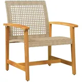vidaXL Gartenstühle 2 Stk. Beige Poly Rattan und Akazienholz