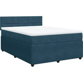 vidaXL Boxspringbett mit Matratze Blau 140x200 cm Samt