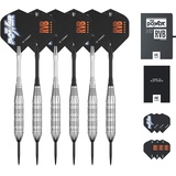 Target Darts 6 Messing Steeldarts Phil Taylor vs. RVB das Legenden Darts Geschenk-Set 6 Messing Steeldarts Geschenk-Set Schwarz und Silber