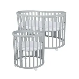 Waldin Babybett OWAL Kinderbett 7in1 mit Matratze, mitwachsendes Kinder-Bett