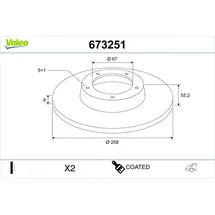 Valeo Bremsscheibe COATED 673251