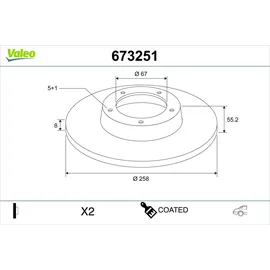 Valeo Bremsscheibe COATED 673251