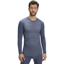 Falke Herren Baselayer-Shirt Wool-Tech Light Round Neck M L/s Sh Wolle Funktionsmaterial schnelltrocknend 1 Stück, Blau Capitain 6751, L