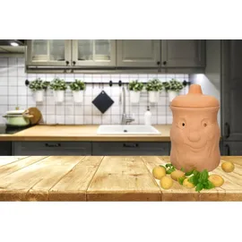Mambocat Kartoffeltopf Karl Terrakotta Vorratsdose mit Deckel, Aufbewahrung von ca. 1,5kg Kartoffeln - Orange