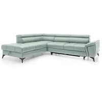 Ecksofa Mocca Leder Grün Mint