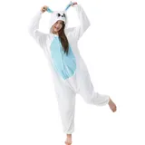 Katara 1744 -Hase blau/weiß Kostüm-Anzug Onesie/Jumpsuit Einteiler Body für Erwachsene Damen Herren als Pyjama oder Schlafanzug Unisex - viele Verschiedene Tiere