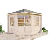 Alpholz Gartenhaus Monica-40 Natur 300 cm x 300 cm mit Spitzdach imprägniert