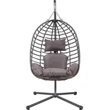 [en.casa] Hängesessel Kandsvas mit Gestell 198x110x95 cm Grau