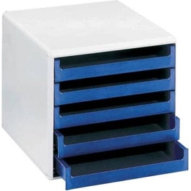M&M Schubladenbox blau DIN A4 5 Schubladen