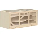 PawHut Nagerkäfig mit Treppen und 3 Etagen natur 115L x 57B x 55H cm