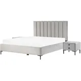 Beliani Schlafzimmer Set SEZANNE 180 x 200 cm Hochklappbar Komplett grau Schwarz