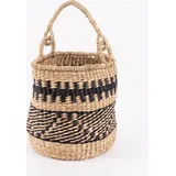 Sass & Belle Aufbewahrungskorb mit Henkel geflochten Streifen Seegras natur schwarz 28x30cm