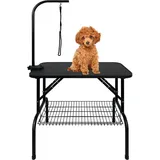 YRHome Hundepflegetisch Höhenverstellbar Trimmtisch für Hunde Hunde Badetisch Hundefriseur Tisch Schertisch Pflegetisch rutschfest mit Schlingen und Ablage bis 60 KG Belastbar 80,5x46x76cm(Klein)