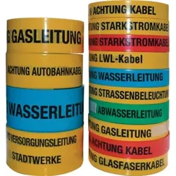Multicoll Trassenwarnband L.250 m B.40mm Aufdruck Achtung Gasleitung