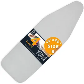savuk Bügelbrettbezüge und -unterlage mit Standardgröße, Verstellbarer elastischer Rand, wärmereflektierend, passend für Bretter 130 x 40, 130 x 35 oder 125 x 35, Bezugsmessung 48 x 135 cm, Grau L