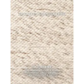 ELLE DECORATION Beans meliert, braun, natur, H:10mm Ø:160cm, Wolle, Teppiche, Handweb Teppich Wolle, Rund, Perlenstruktur, Wohnzimmer, Schlafzimmer