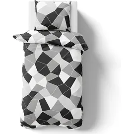 nyvi Bettwäsche Set DreamScience Mikrofaser Design - Atmungsaktiv & Weich - Mit Reißverschluss Größe:155x220 + 80x80 cm Mosaic