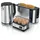Arendo Frühstücksset 3-teilig, 2-Scheiben Toaster, 6er Eierkocher, Wasserkocher 1,5L, Silber