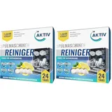 Aktiv 24x Spülmaschinenreiniger Tabs extra stark gegen Geruch & Kalk | Geschirrspüler Reiniger mit Formel für Tiefenreinigung | Hygiene Reinigung 1 Jahres Vorrat (Packung mit 2)