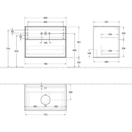 Villeroy & Boch Waschtischunterschrank 2 Auszüge 80 x 60,3 cm Peony Matt