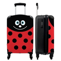 NoBoringSuitcases.com® Koffer Kinder Reisetasche mit Rollen Cabin Bag Handgepäck Geschenke - Marienkäfer - Rot - Schwarz - 55x35x20cm