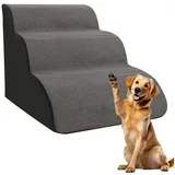 OKWISH Hunderampe 3-Stufig Hundetreppe Haustiertreppe Hunde Treppe Katzentreppe (mit Abnehmbarem Waschbarem Kordstoff Bezug und Rutschfestem Boden, 1-St., Haustiertreppen Treppen für Kleine Hunde Haustier 60x40x40cm), für Bett und Sofa mit Hochdichtem Schwamm grau