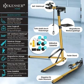 Kesser Fahrradmontageständer Profi Aluminium 360° drehbar gold