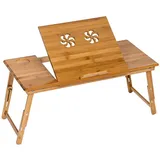 Tectake tectake® Laptoptisch, aus Bambus, klappbar und höhenverstellbar, ideale Belüftung, 72 x 35 x 26 cm