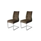 byLIVING Esszimmerstuhl MARLEN-XXL, 2er Set, Bezug braun Gestell verchromt