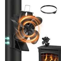 Todeco Kaminventilator 2-in-1 Magnetisch ohne Strom mit 4 Blättern Schwarz