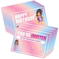 40 Stück Einladungskarten Cards - simyron Karikatur Kinder Einladungskarten,ROBLOX Themen Party Lädt Geburtstag Einladungskarte für Kinder Mädchen Jungs