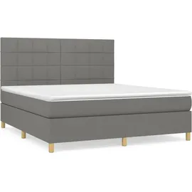 vidaXL Boxspringbett mit Matratze Dunkelgrau 160x200 cm Stoff