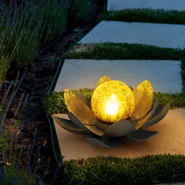 GLOBO 2er Set LED Solarleuchten, 1x Lotusblume 1x Buddha