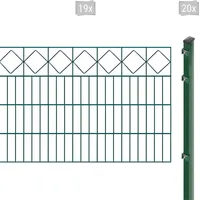 Arvotec Doppelstabmattenzaun "EXCLUSIVE 80 zum Einbetonieren "Karo" mit Zierleiste" Zaunelemente Zaunhöhe 80 cm, Zaunlänge 2 - 60 m Gr. H/L: 80cm x 38 m, Pfosten: 20 St., grün (dunkelgrün)