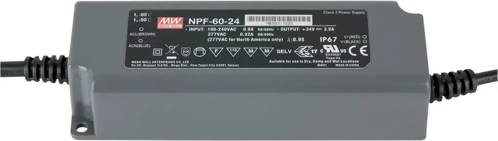 Meanwell Power Supply 60 W/24 V DC MEAN WELL NPF-60-24