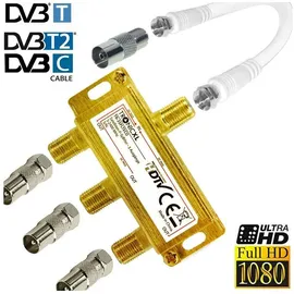 TronicXL 3-Fach Sat Splitter Verteiler Antennenverteiler TV Kabelfernsehen Koax zb kompatibel mit für Unitymedia Vodafone Netcom PYUR komro RFT EWE TEL Unicable DVBT DVBC CATV