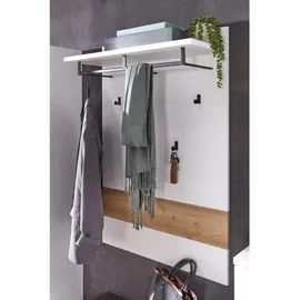 Stella Trading Garderobenpaneel Memphis Weiß, Eiche Artisan Holzwerkstoff, 80x118x30 cm Aufhängemöglichkeit, Hutablage, Kleiderstange, Garderobe, Garderobenpaneele, Garderobenpaneele