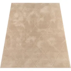 Paco Home Teppich Wohnzimmer Schlafzimmer Kurzflor Boho Skandi Raute 3D Grau Anthrazit 160x220 cm Beige