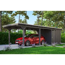 SKANHOLZ Carport Emsland 3,54 x 8,46 m grau mit Abstellraum