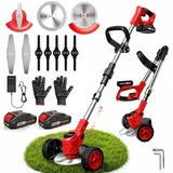 Rasentrimmer mit 2X 2000mAh Akku,48V Rasenkantenschneider mit 3 Arten von Schneidklingen,Freischneider,3-in-1-Rasentrimmer,Akku Rasentrimmer für effiziente Rasenpflege und Unkrautbeseitigung