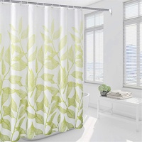 J26 Duschvorhang waschbar Vorhang Digitaldruck inkl. Vorhangringe Anti Schimmel Badezimmer Badewanne 240 x 200 cm (Blätter, 180 x 200 cm)