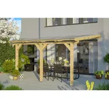 SKANHOLZ Terrassenüberdachung Bormio 434 x 300 cm beige